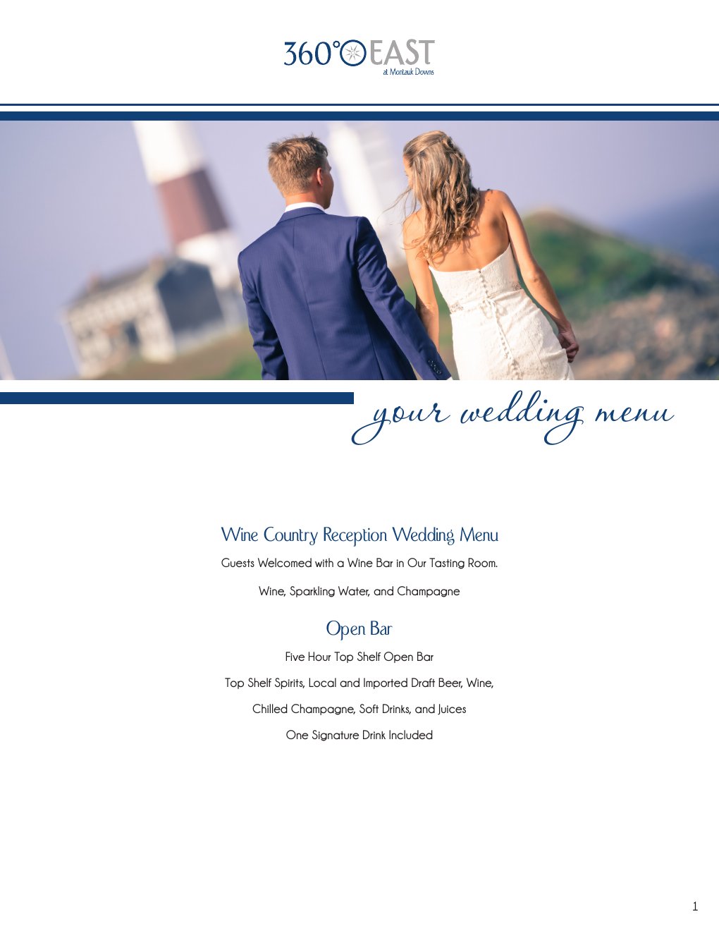 360° East Wedding Menu 2024