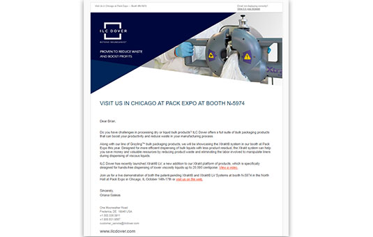 Pack Expo Email